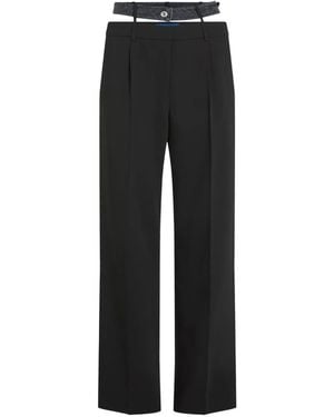 KARL LAGERFELD Wide-Leg High-Waisted Tailored Trousers With Denim-Inspired Belt - Black