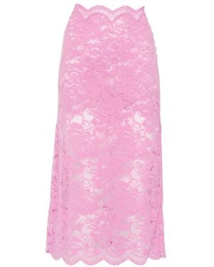 Rabanne Falda De Tubo Midi Con Encaje - Rosa