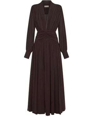 Nicholas Jocelyn V-Neck Gathered Maxi Dress - Purple