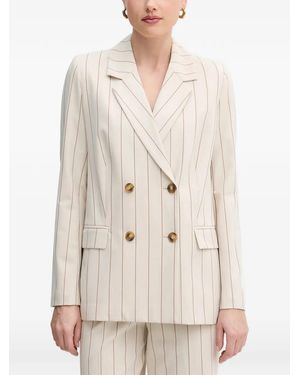 Benetton Pinstripe Double-Breasted Blazer - White