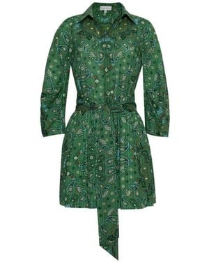 Cara Cara Raya Paisley-Print Mini Shirt Dress - Green