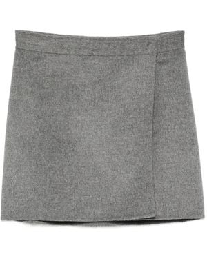 Semicouture Wrap-Design Wool Mini Skirt - Gray