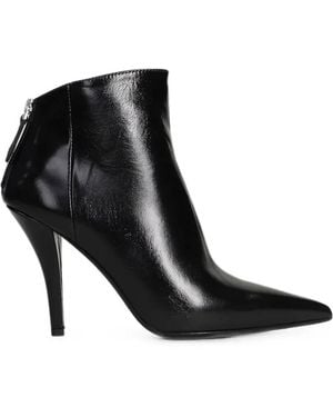Chantal Pointed-Toe Leather Ankle Boots - Black