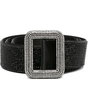 Benedetta Bruzziches Crystal-Embellished Buckle Belt - Black