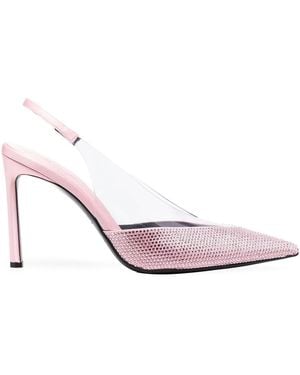 Sergio Rossi Crystal-Embellished Rose Court Shoes - Pink