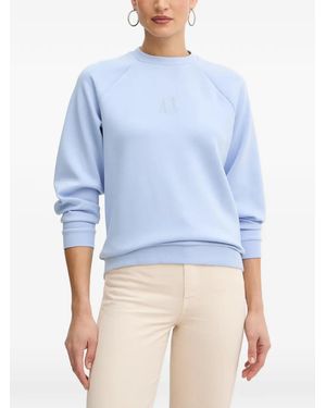 ARMANI EXCHANGE Rhinestone-Logo Raglan-Sleeve Sweater - Blue