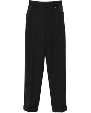 Nissa Satin-Trim Trousers - Black