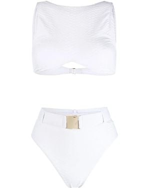 Noire Swimwear Belted High-Rise Bikini - White