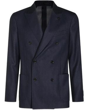 Lardini Double-Breasted Peak-Lapel Blazer - Blue