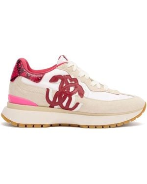 Roberto Cavalli Python-Print Panel Trainers - Pink
