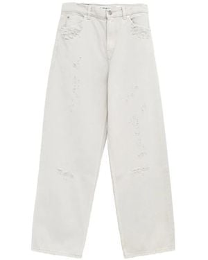 Our Legacy Distressed Wide-Leg Jeans - White