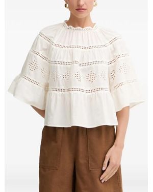 Marc O' Polo Broderie-Anglaise Tiered Blouse - White