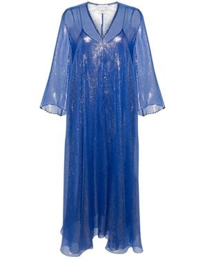 forte_forte Chiffon Lurex Long Dress - Blue