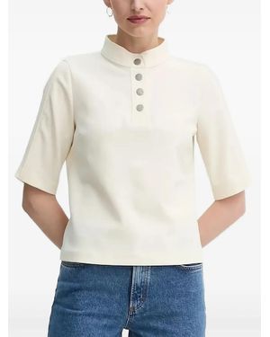 Ba&sh Mock-Neck Button-Placket Blouse - White