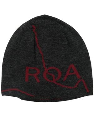 Roa Logo-Detail Wool Beanie Hat - Black