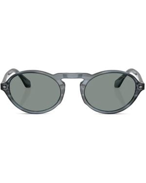 Giorgio Armani Striped Round-Frame Sunglasses - Grey