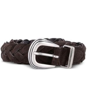 Mancini 1979 John Braided Suede Belt - Black