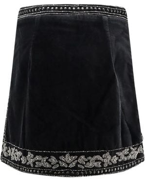 Scarlett Poppies Mini Tova Bead-Embellished Velvet Skirt - Black