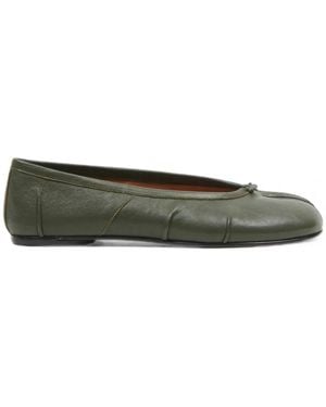 Maison Margiela Tabi Leather Ballet Flats - Green