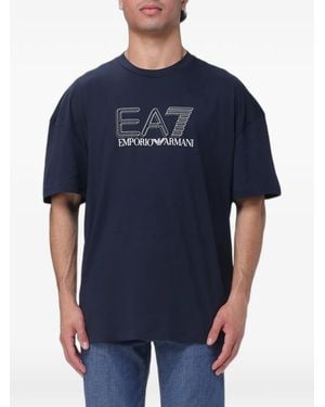 EA7 Logo-Print T-Shirt - Blue