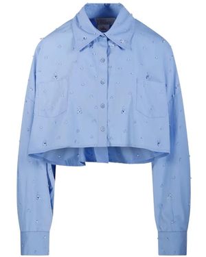 GIUSEPPE DI MORABITO Embellished Cropped Shirt - Blue