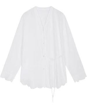 JNBY Scalloped-Edge Wrap-Tie Shirt - White