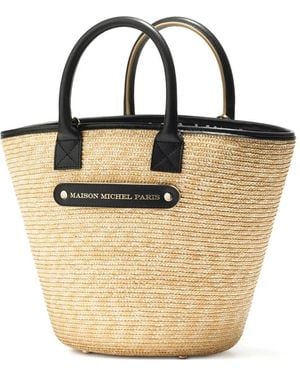 Maison Michel Brittany Straw Leather-Trimmed Tote Bag - Natural