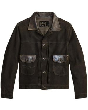 RRL Fringed Leather Jacket - Black