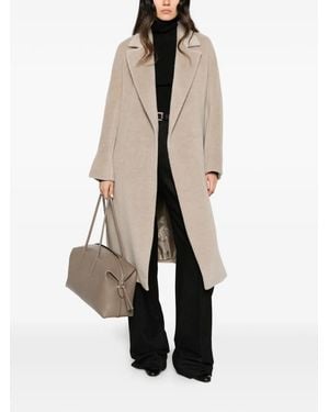 Max Mara Belted Notch-Lapels Coat - Natural