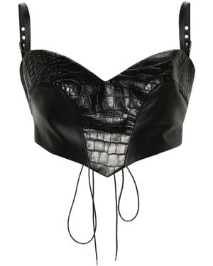 MITILIANE COUTURE Croc-Effect Leather Top - Black