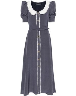 Alessandra Rich Polka-Dot Midi Dress - Blue