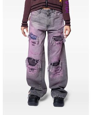 PDF CHANNEL Faded Distressed Jeans - Purple