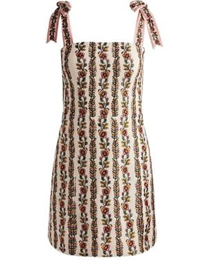 Alice + Olivia Maryann Tie-Shoulder Floral-Print Mini Dress - Natural