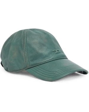 DIESEL Logo-Embossed Leather Baseball Cap - Green