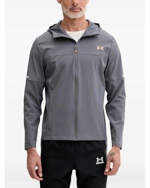 Under Armour Tech Utility Woven Hooded Logo-Print Jacket - Gray