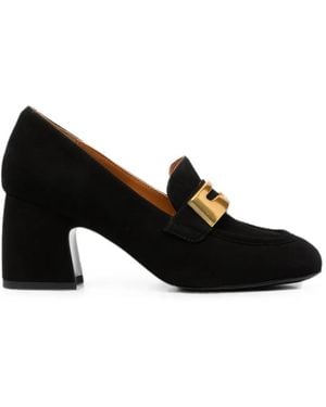 Linda Baumann Logo-Plaque Block-Heel Loafers - Black