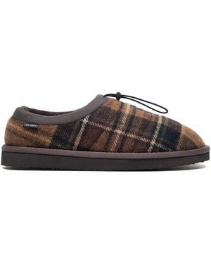 Les Deux Check-Pattern Slippers - Brown