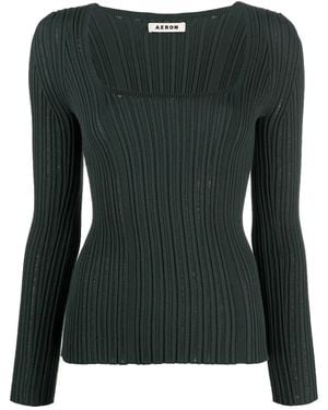 Aeron Gerippter Pullover - Grün