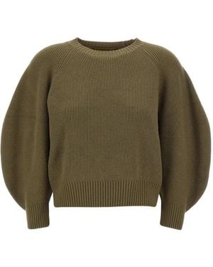 Kaos Ribbed Balloon-Sleeve Jumper - Green