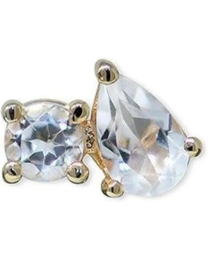 Anzie 14K Topaz Jumelle Clear Stud Earring - White