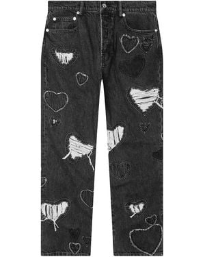 NAHMIAS Heart-Patchwork Jeans - Gray