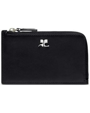 Courreges Leather Zipped Card Holder - Black