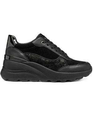 Geox Spherica Ec13 Sneakers Mit Lackeinsätzen Und Klobiger Sohle - Schwarz