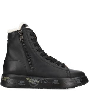 Premiata Edith Fur-Trim Trainers - Black