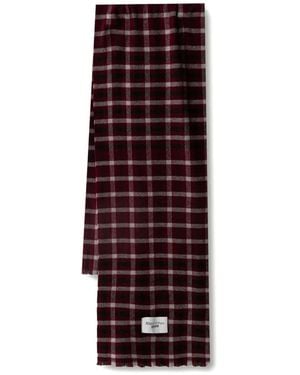 Marc O' Polo Check-Pattern Frayed Scarf - Purple