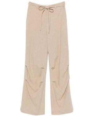 LE SULLY STUDIO Pleated Drawstring-Fastening Pants - Natural