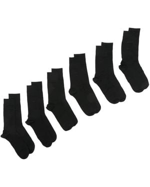 CDLP Lot De Six Paires De Chaussettes Côtelées À Logo Imprimé - White