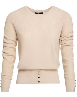 Fracomina Button-Embellished Ribbed-Knit Jumper - Natural