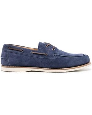 Brunello Cucinelli Lace-Up Suede Boat Shoes - Blue