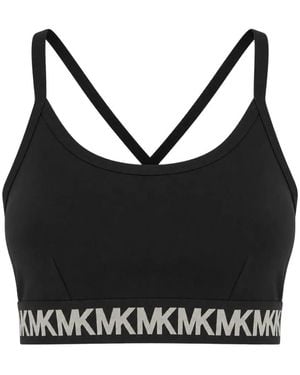 Michael Kors Logo-Tape Cross-Back Top - Black